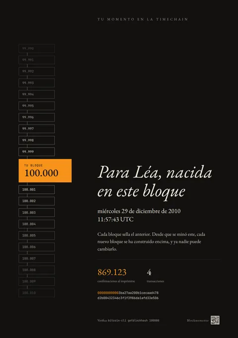 La plantilla timechain, con el bloque 100.000